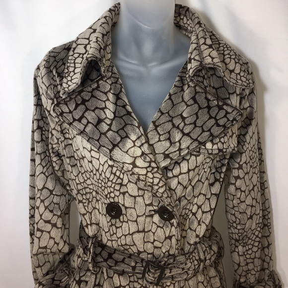 SALE!  Loire NY Animal print Trench style Jacket - Picture 2 of 7